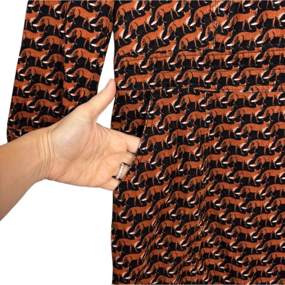 Boden Dress Fox Print Corduroy Whimsical Shift Dress Size 12R - Picture 4 of 5